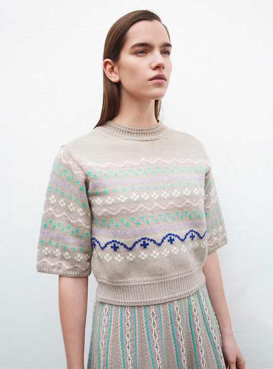 Top en maille jacquard confettis  - Vêtement en maille de luxe Molli 