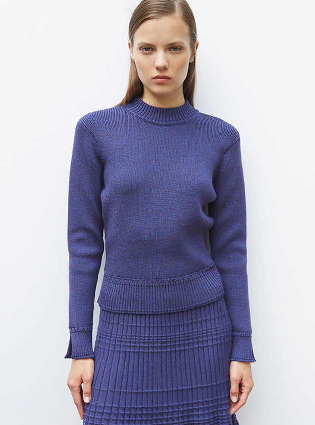 straight sweater with braided details - Image principale