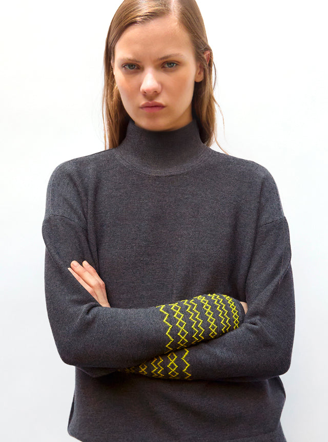 pull fin jacquard zigzag - Image principale