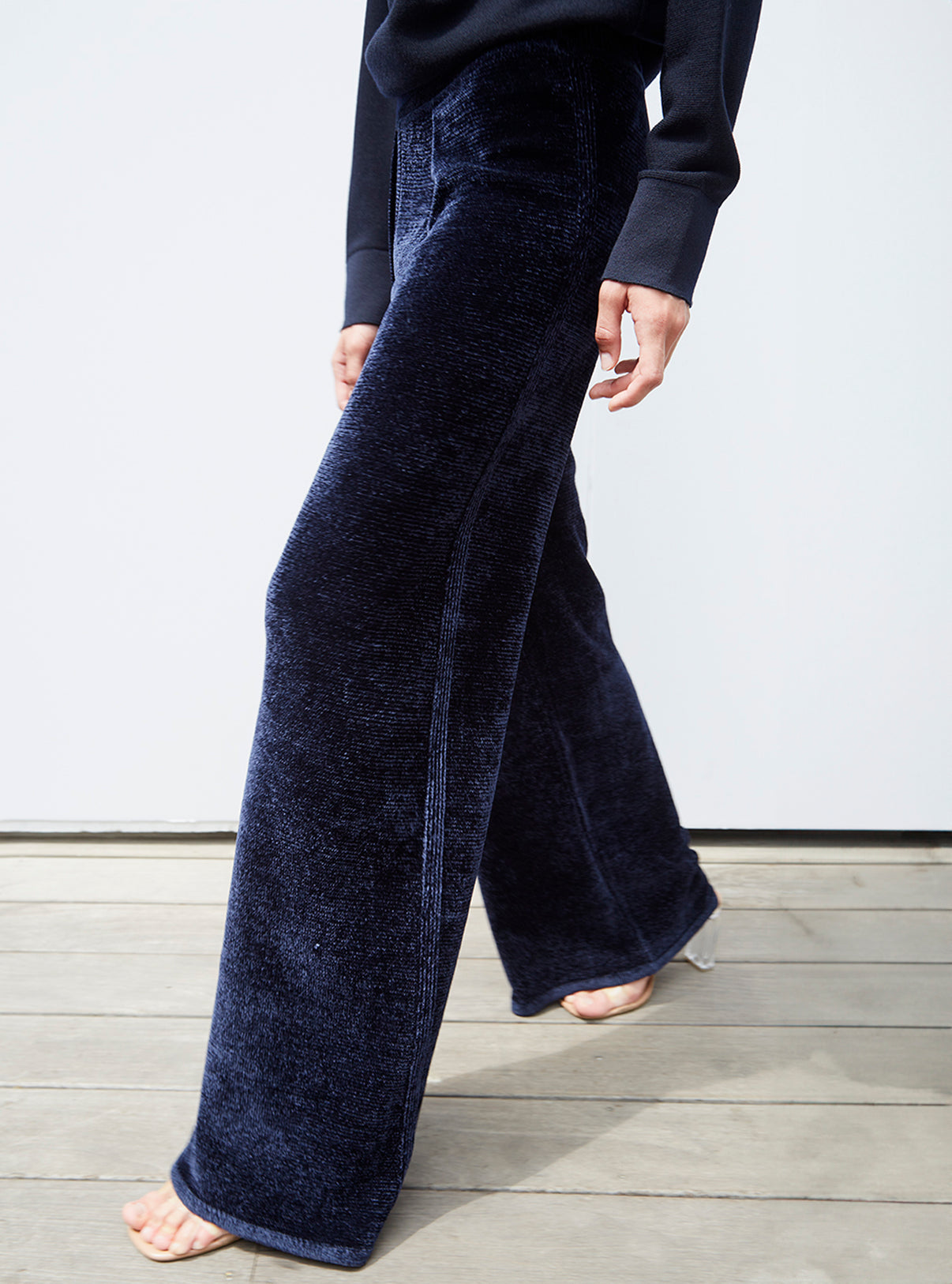 velvet knit pants navy Molli - Main Image
