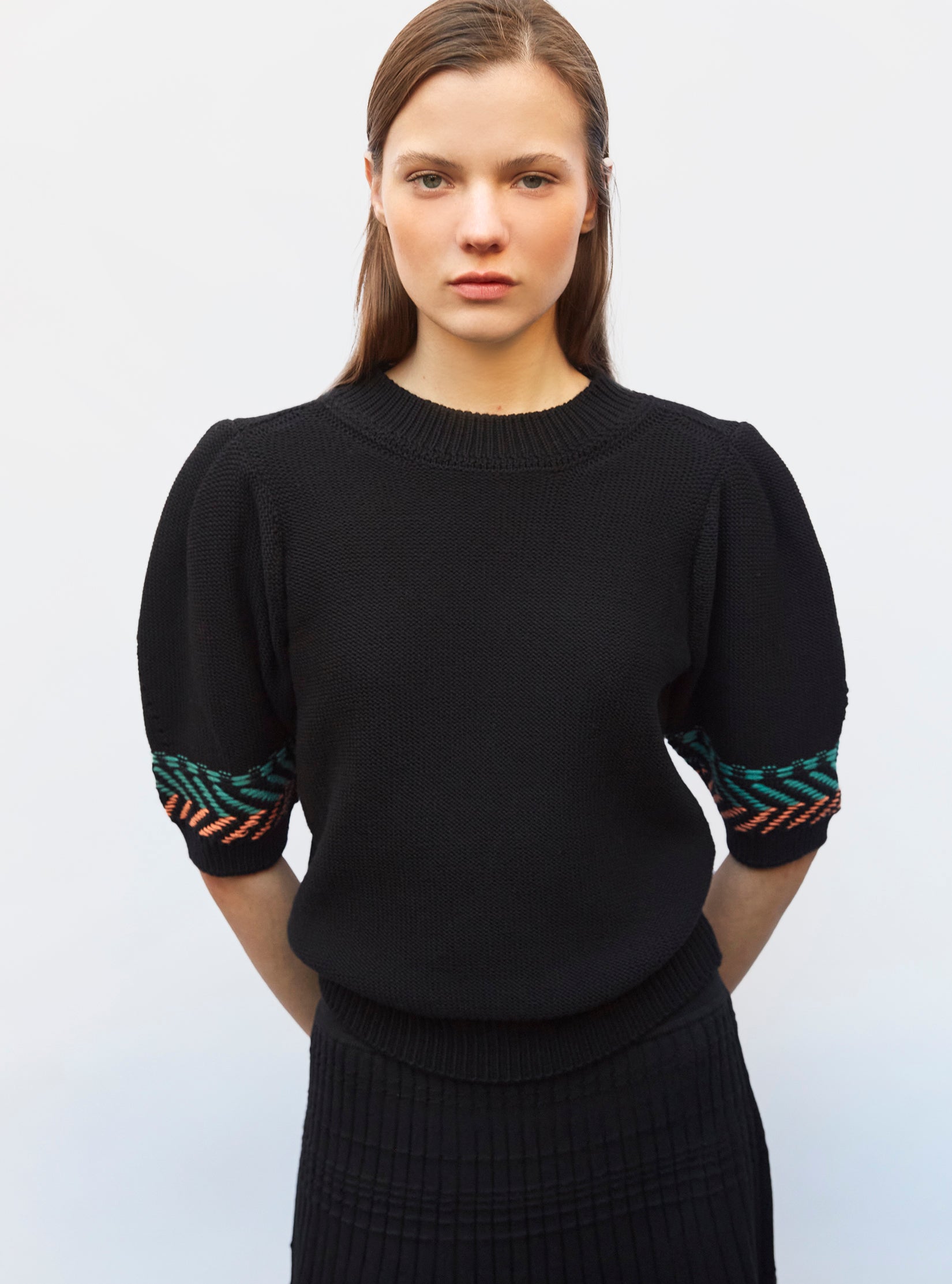 Tops de luxe femme - Top en maille chevron coloré