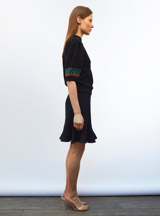 top in knit colorful herringbone
