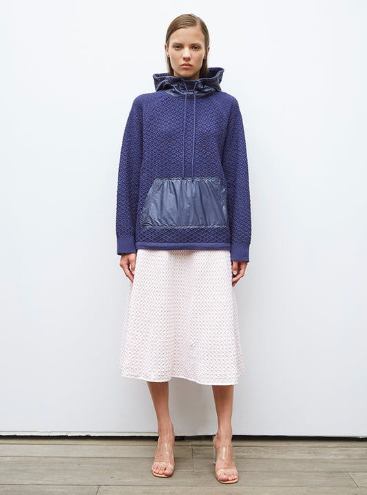 checkerboard knit hoodie