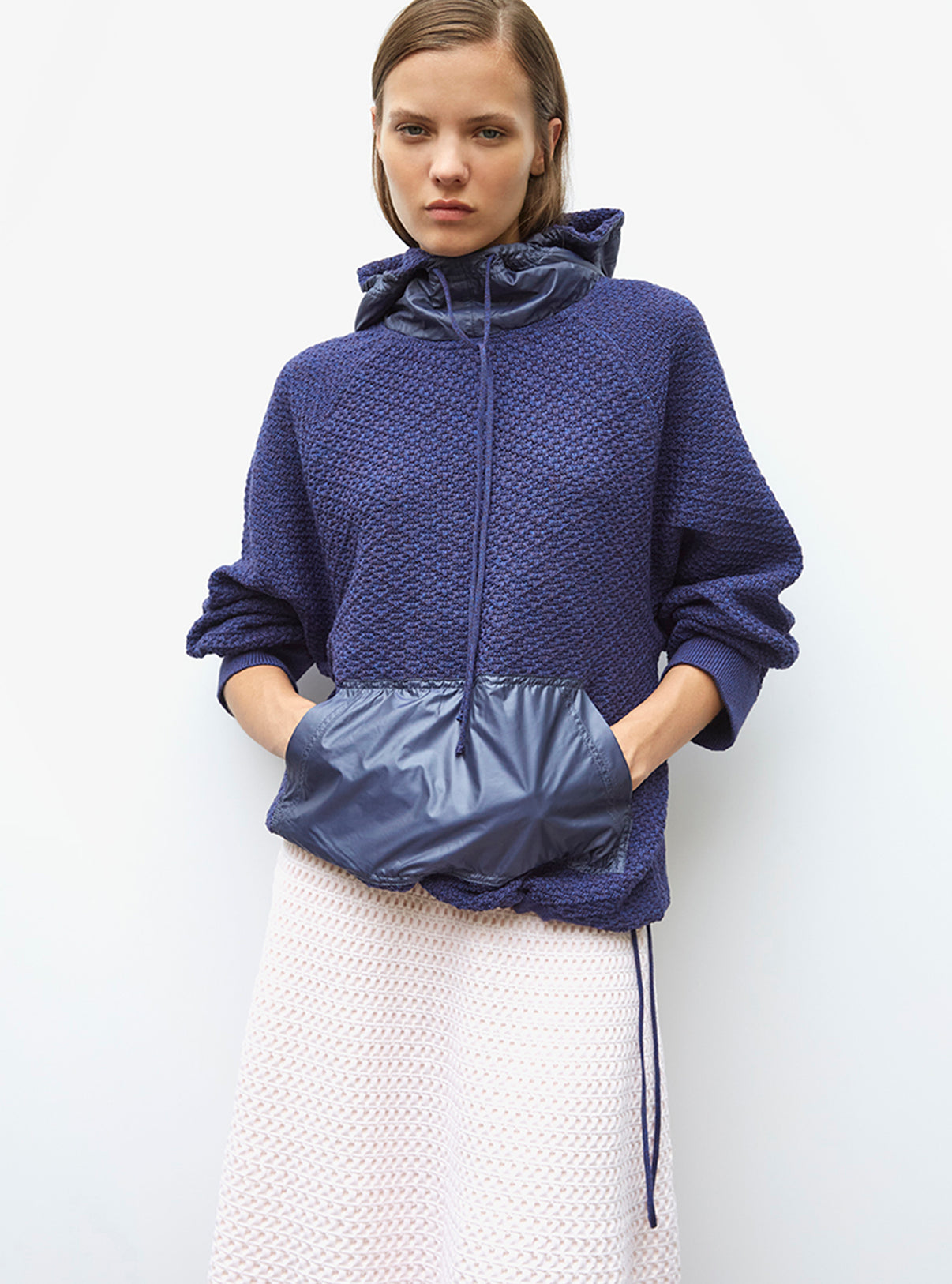 Pull à capuche maille damier - Vêtement en maille de luxe Molli