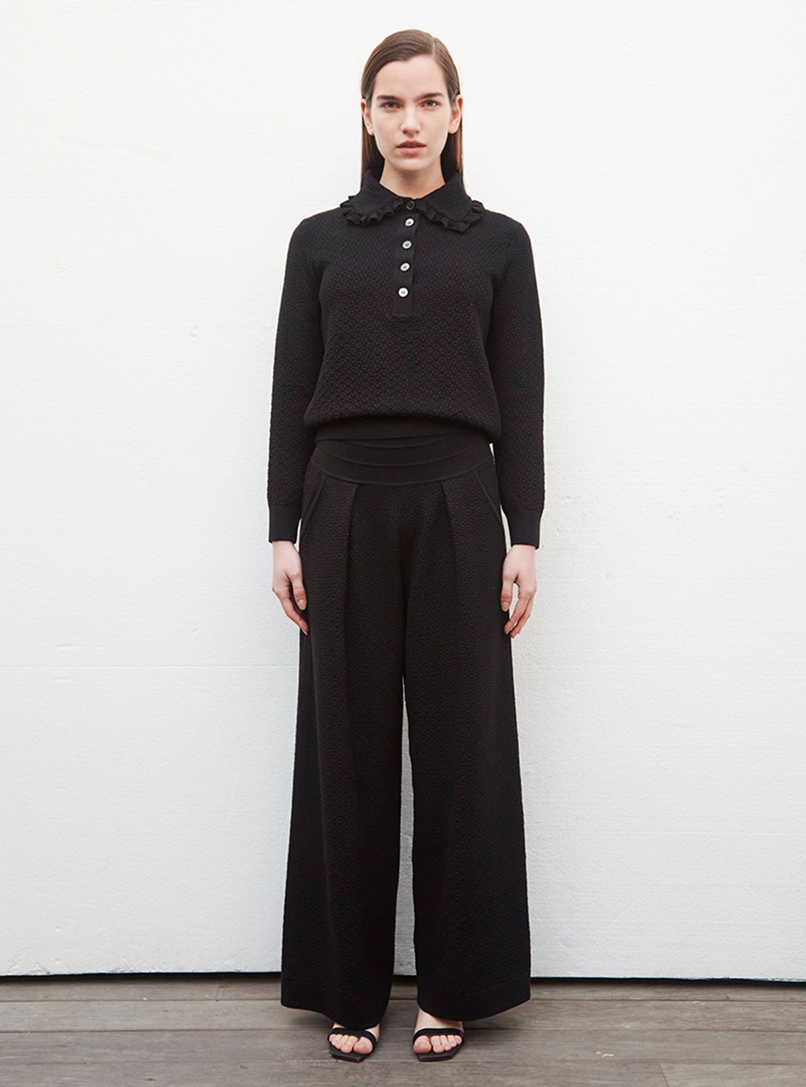 molli checkered knit couture pants deep black | Molli