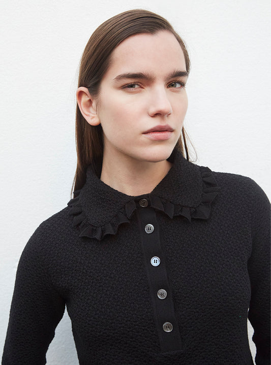 polo couture en maille damier