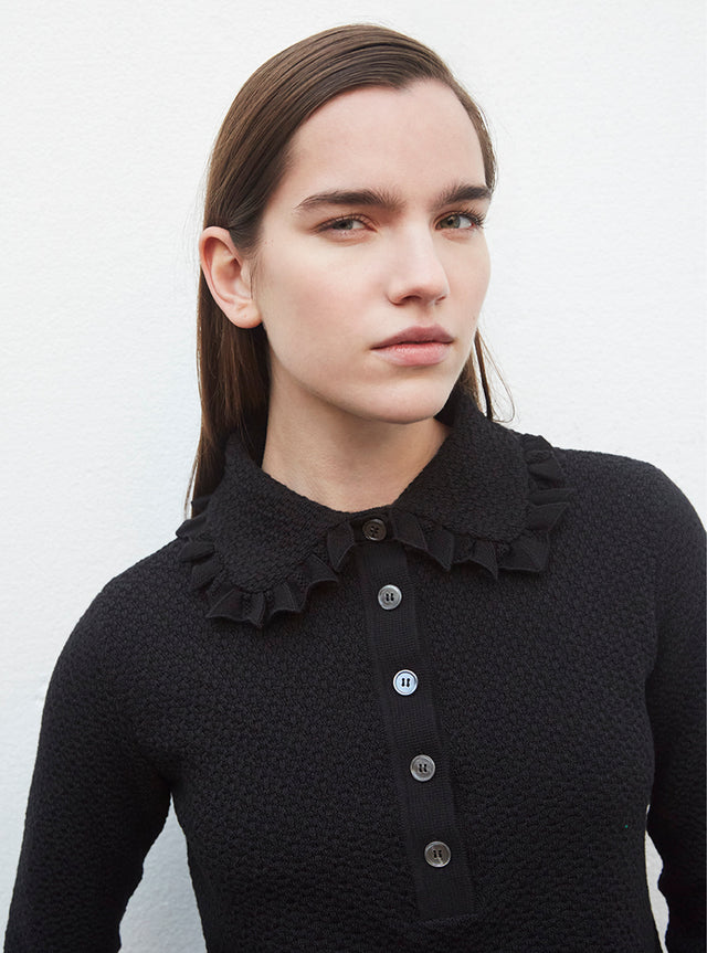 polo couture en maille damier - Image principale