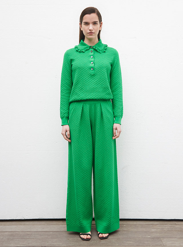 pantalon couture en maille damier - Image principale