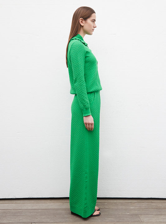 checkered knit couture pants