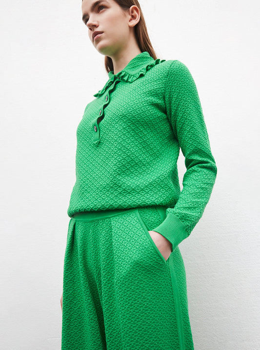checkered knit couture pants
