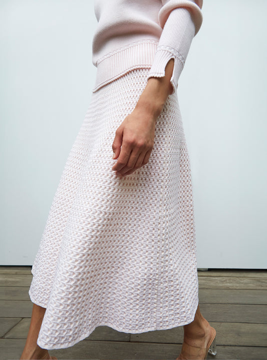 Molli smocked knit mid-length skirt