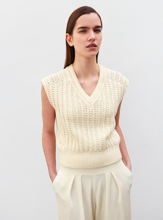 molli knit top with large wheat-sheaf stitches