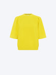 Pleated elbow-length sleeved knit top