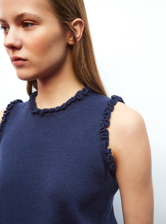 knit top with mini ruffles