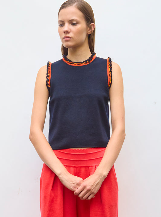 top maille à mini volants