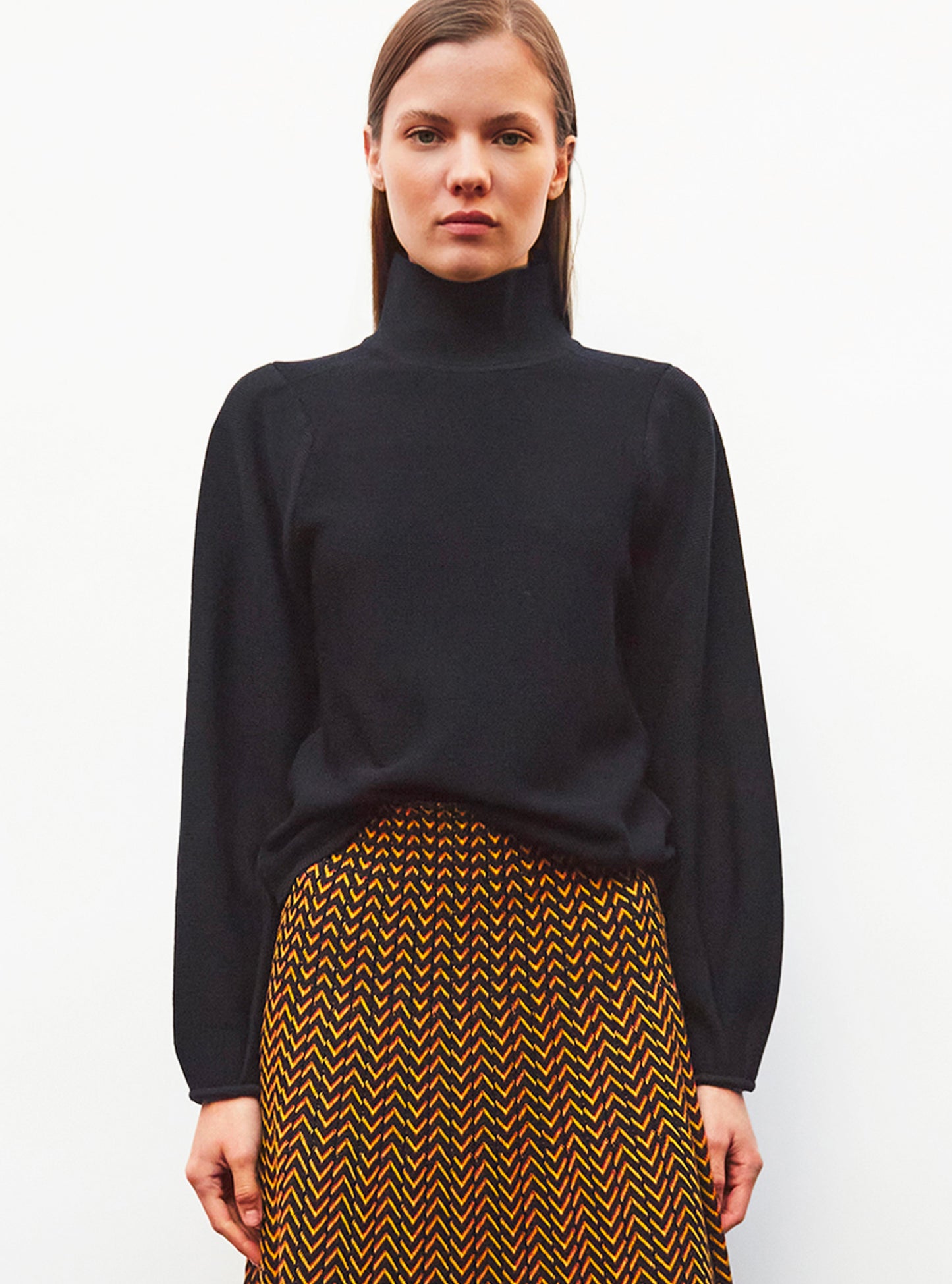 Pull fin poignets à plis Nuit - Vêtement de luxe femme