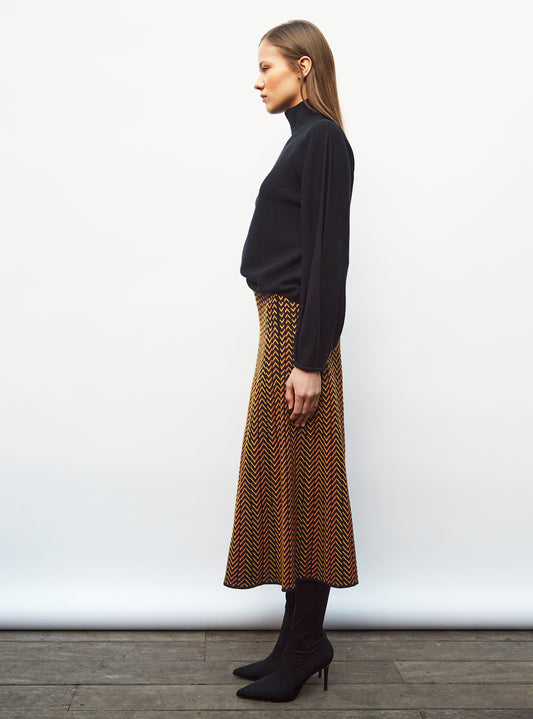 reversible skirt with fine herringbones