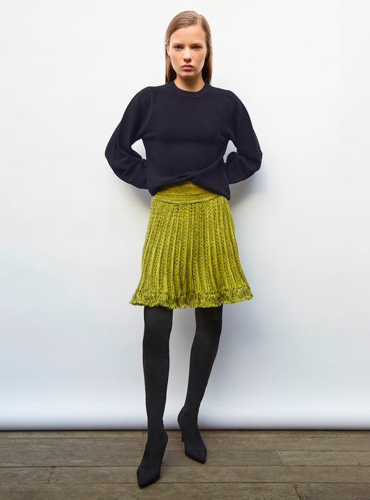 round-collared top with pleated cuffs