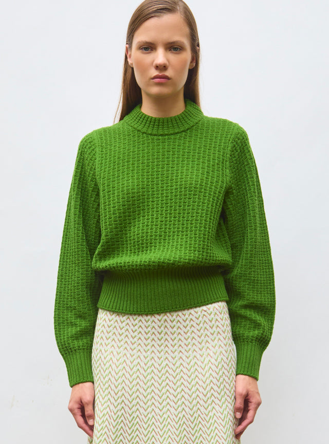 fine sweater in waffled knit - Image principale