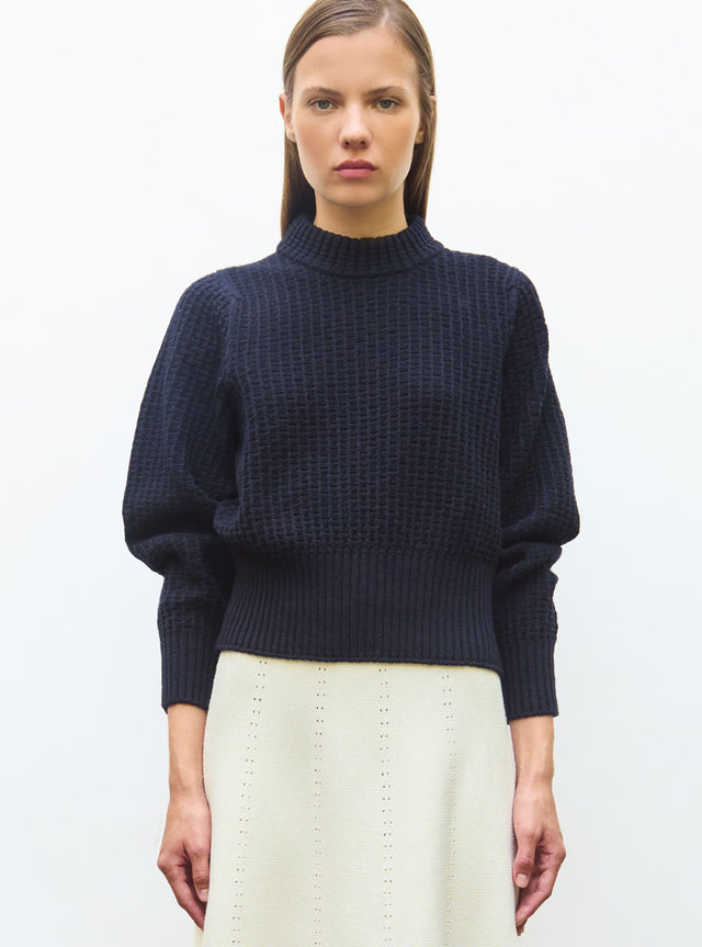 fine sweater in waffled knit - Image principale