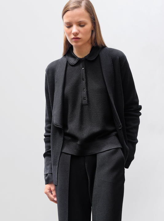 knit jacket with mini rick rack trim