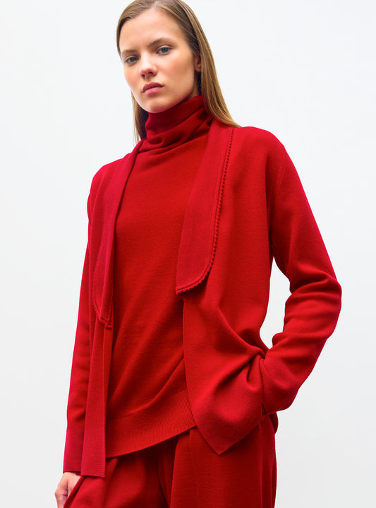 knit jacket with mini rick rack trim