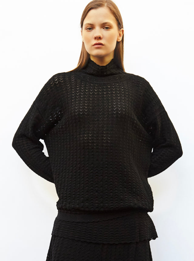 top maille pointelle col montant - Image principale