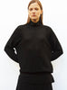 Top pointelle à col montant Noir Profond - Tops de luxe