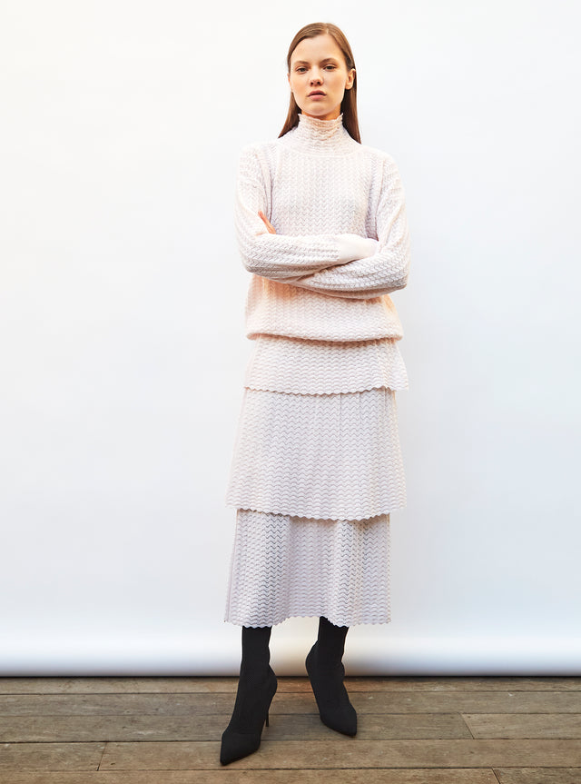 pointelle knit top with high collar - Image principale