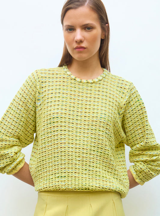 top maille tweedée col rond