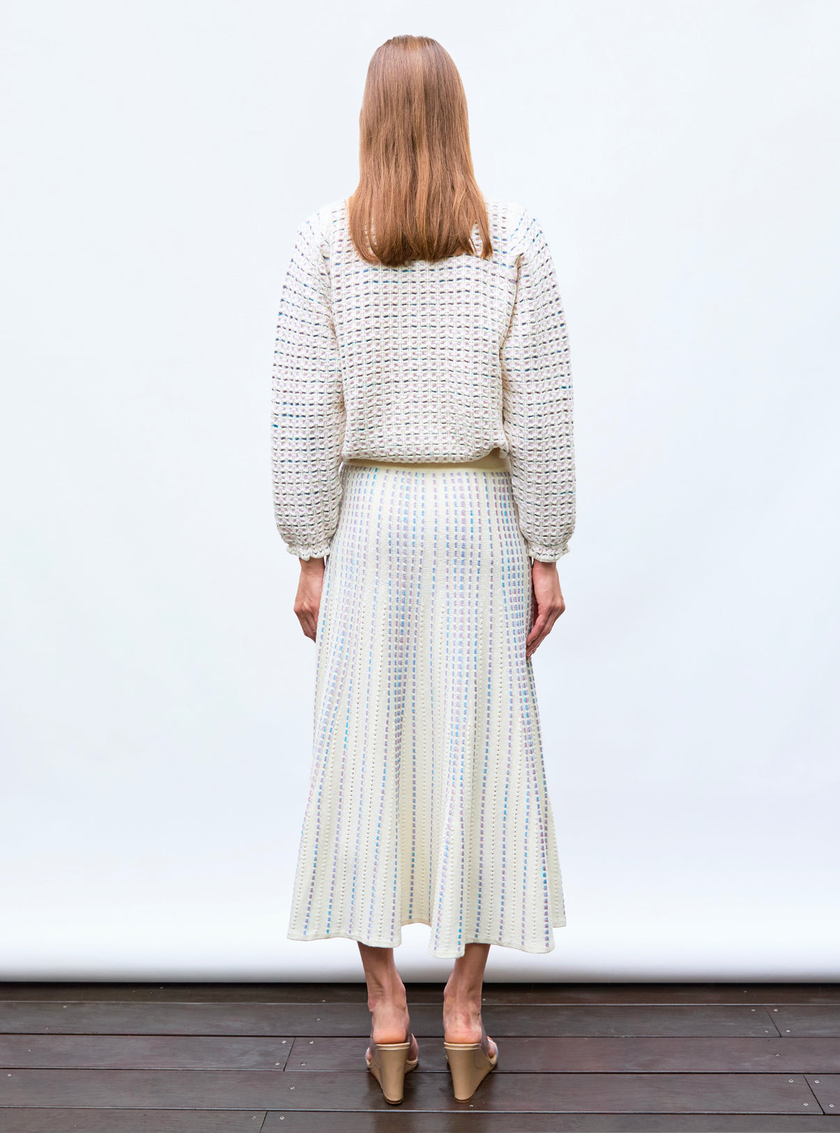 Jupe longue en maille bijou Naturel-Multi - Vêtement de luxe femme