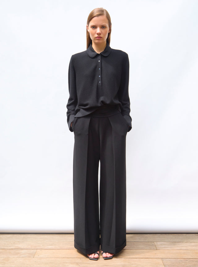 pantalon taille haute maille couture - Image principale