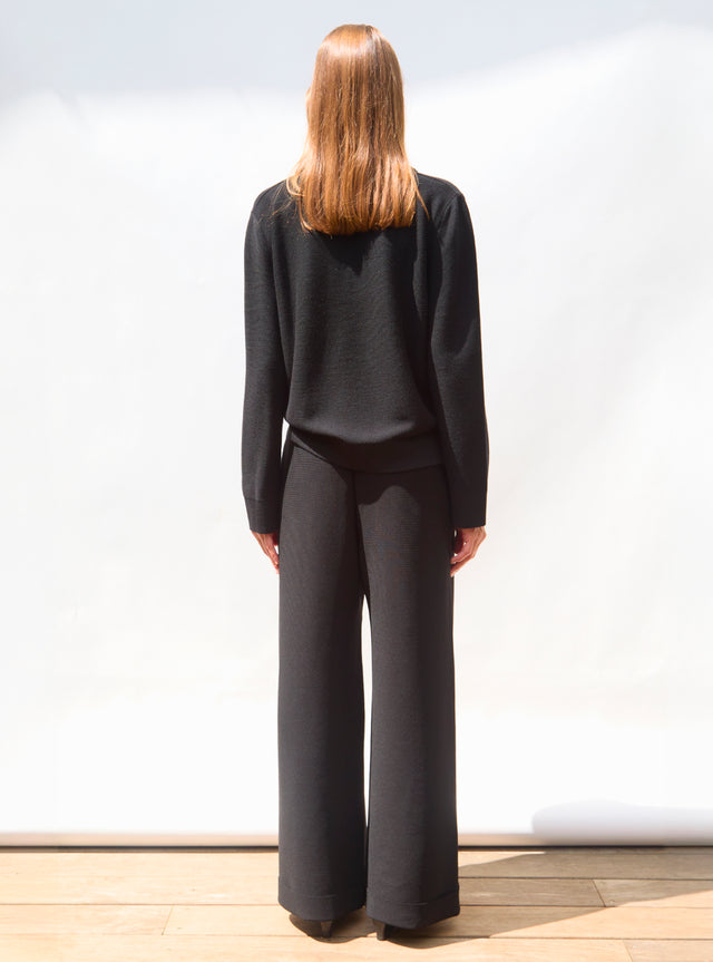 pantalon taille haute maille couture - Image principale