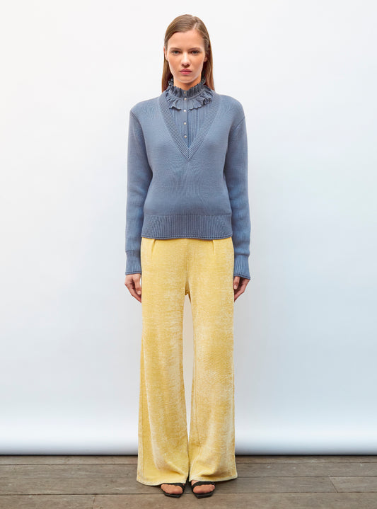 straight, v-necked sweater