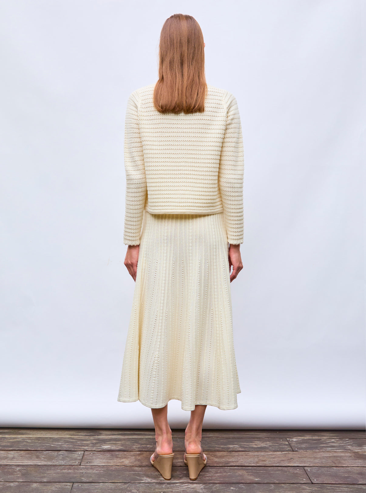 Veste maille gaufrée Naturel - Vêtement de luxe femme