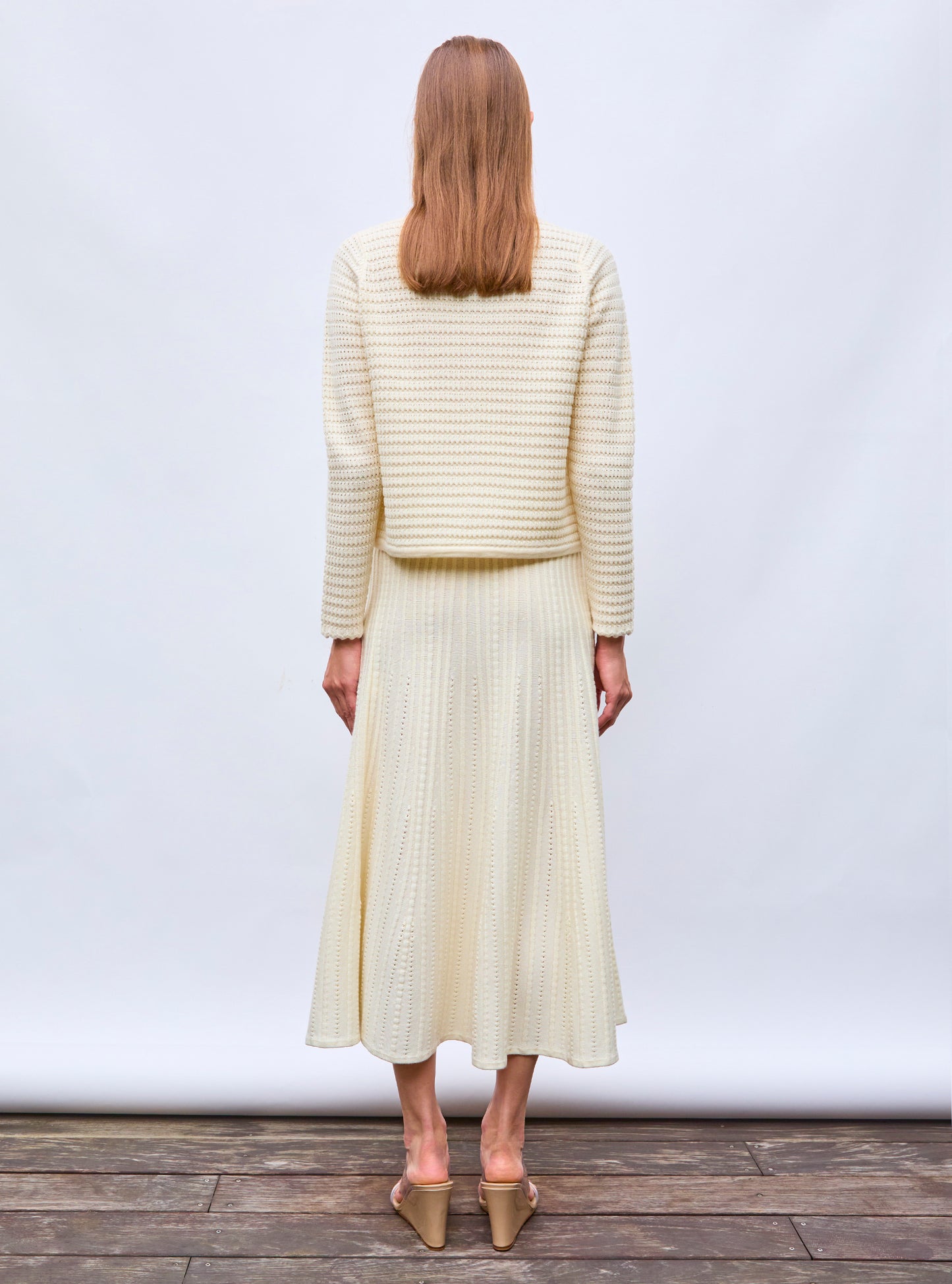 Veste maille gaufrée Naturel - Vêtement de luxe femme