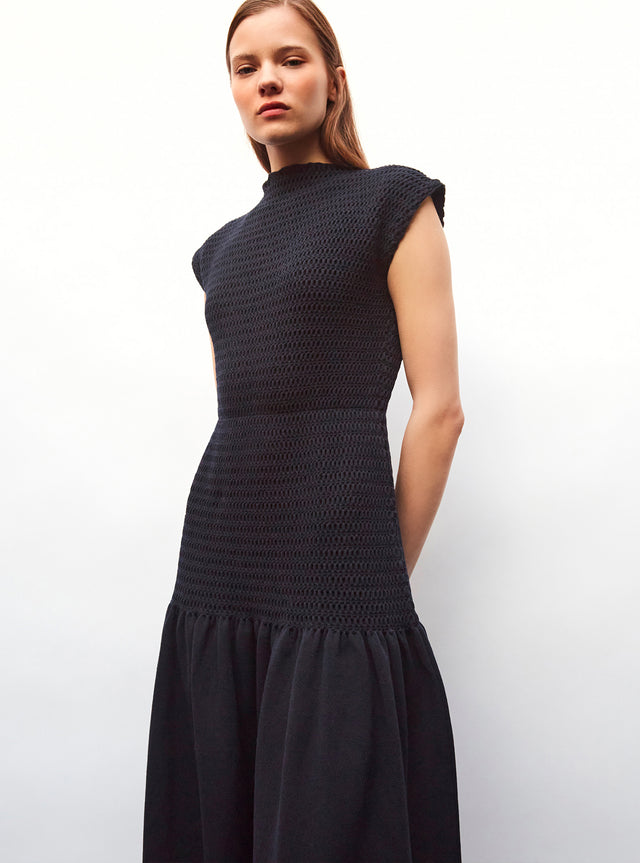 robe longue maille smockée - Image principale