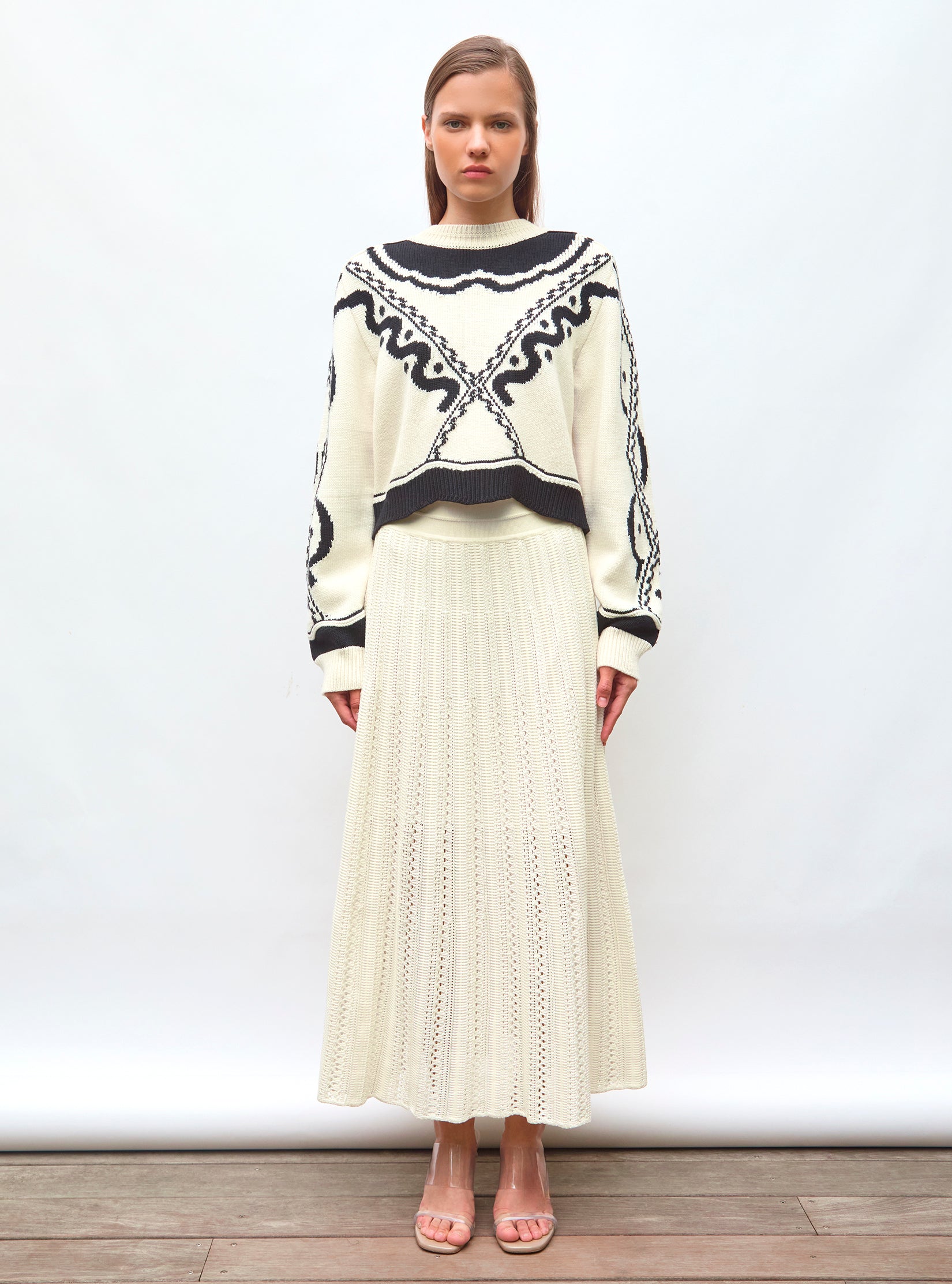 Pull de luxe femme - Pull maille jacquard Naturel
