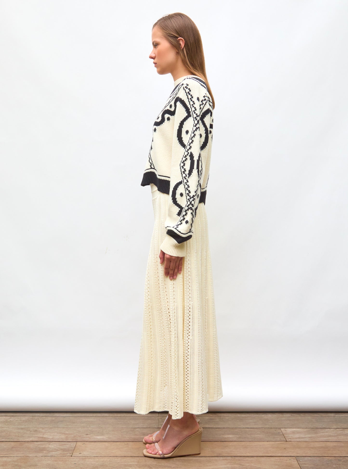 Pull maille jacquard Naturel - Pull de luxe