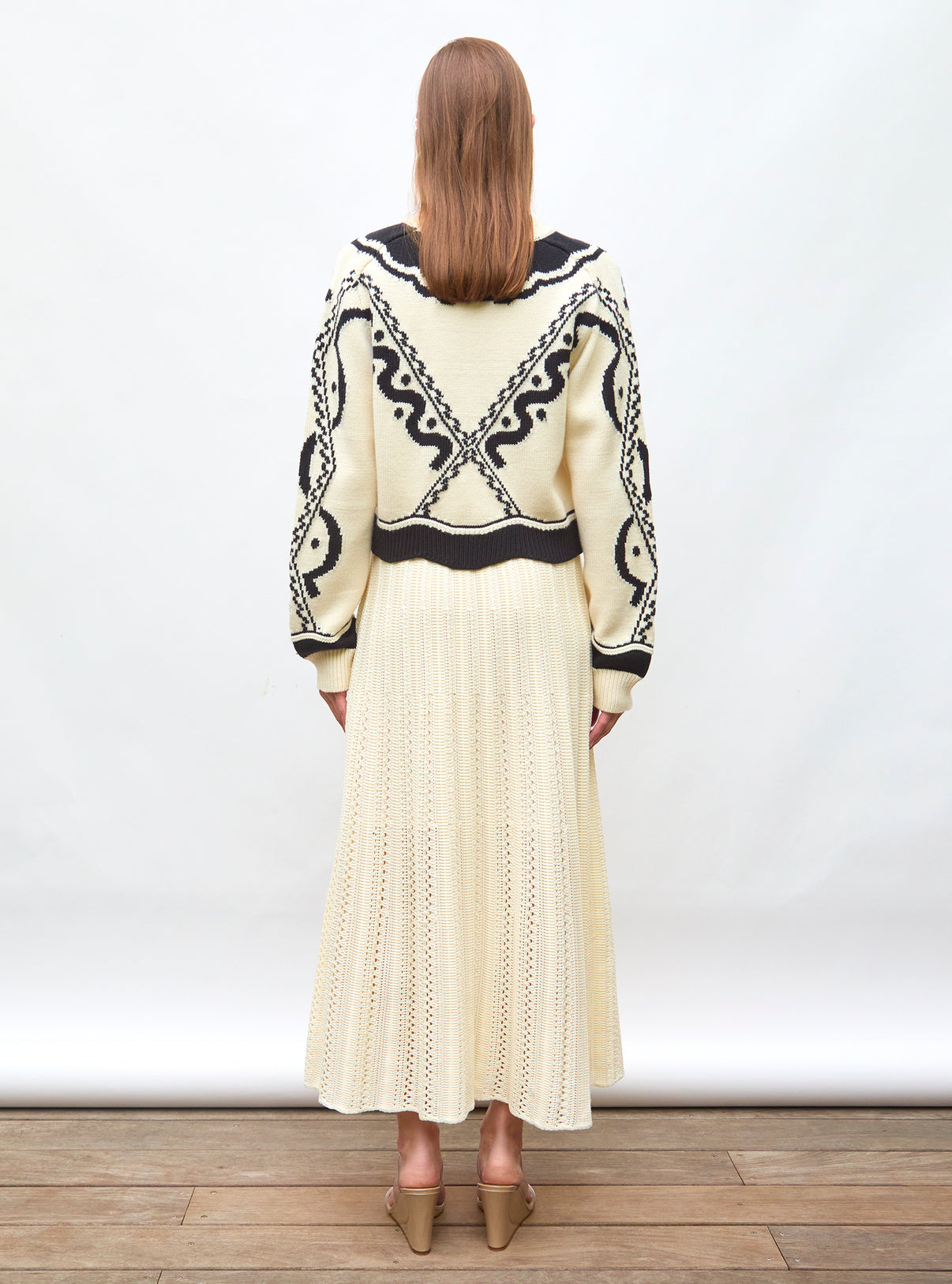 Pull maille jacquard Naturel - Vêtement en maille de luxe femme