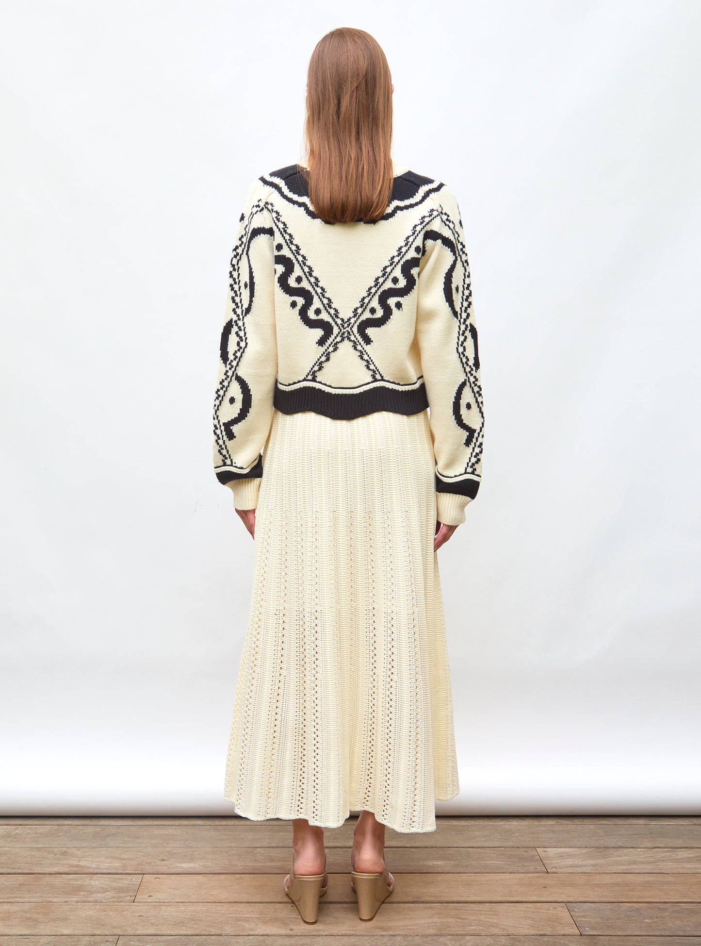 Pull maille jacquard Naturel - Vêtement en maille de luxe femme