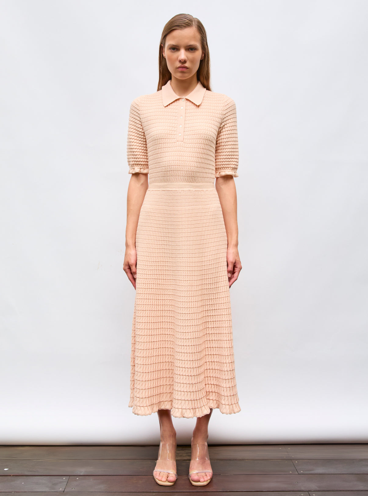 long dress in origami knit nude | Molli long dress in origami knit nude | Molli