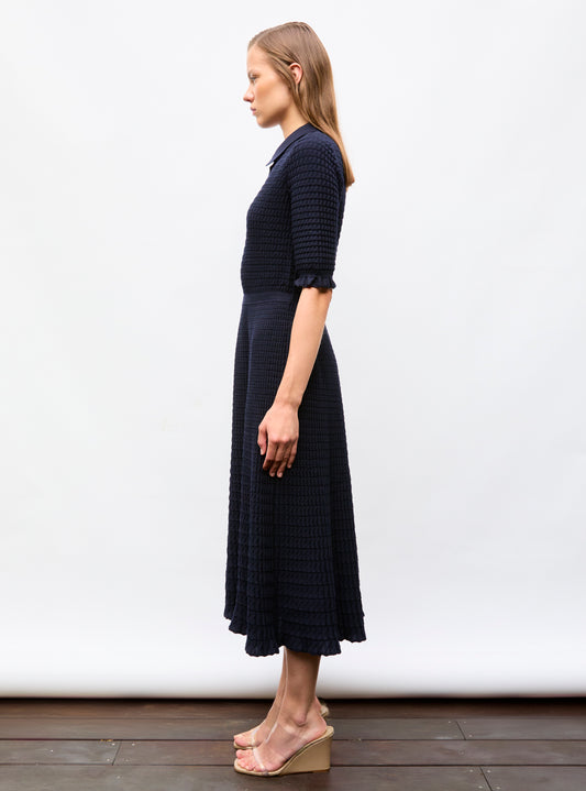 long dress in origami knit
