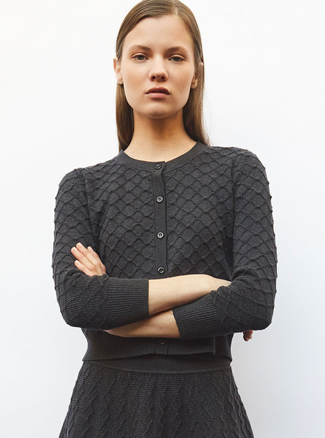 cardigan in finely quilted knit - Image principale