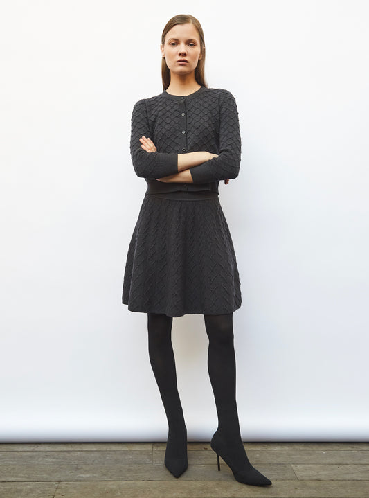 Cardigans de luxe femme - Cardigan en maille boutis Anthracite