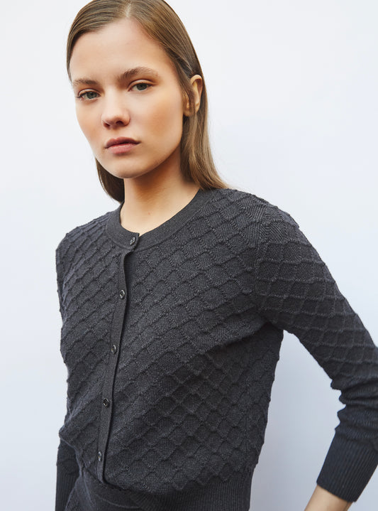 cardigan in finely quilted knit