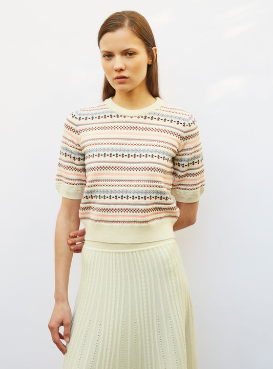 top with mini fair-isle motifs