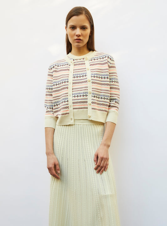 cardigan with mini fair-isle motifs