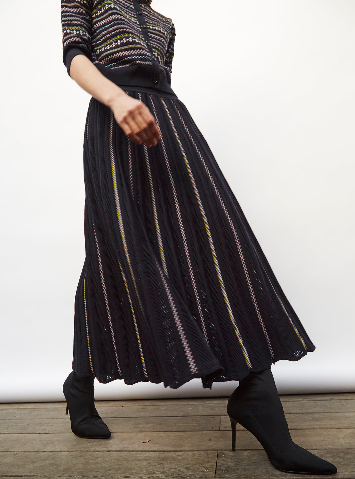 Jupes de luxe femme - Jupe longue détails fair isle Nuit Multi 