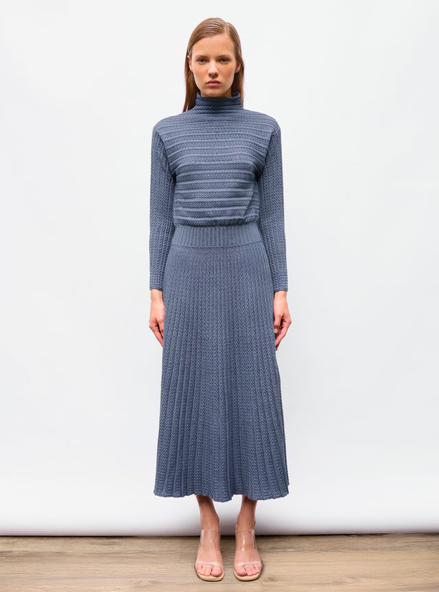 robe longue maille plissée - Image principale